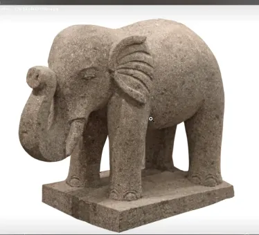 Stehender Elefant mit Sockel aus Basanitstein, ca. 50 cm hoch. 